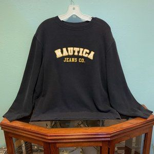 NAUTICA JEANS CO. BLACK SWEATSHIRT W/RAISED NAUTICA EMBLEM SIZE XL